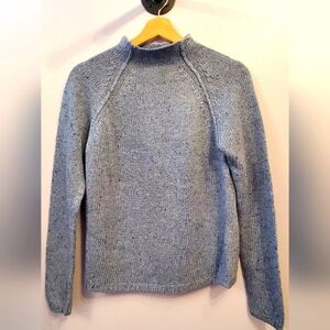 Bass Heathered Blue Mock Neck Women's Sweater Sz Small (W5)